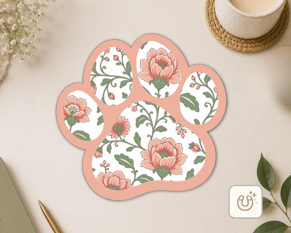 Blush Floral Paw Print Magnet