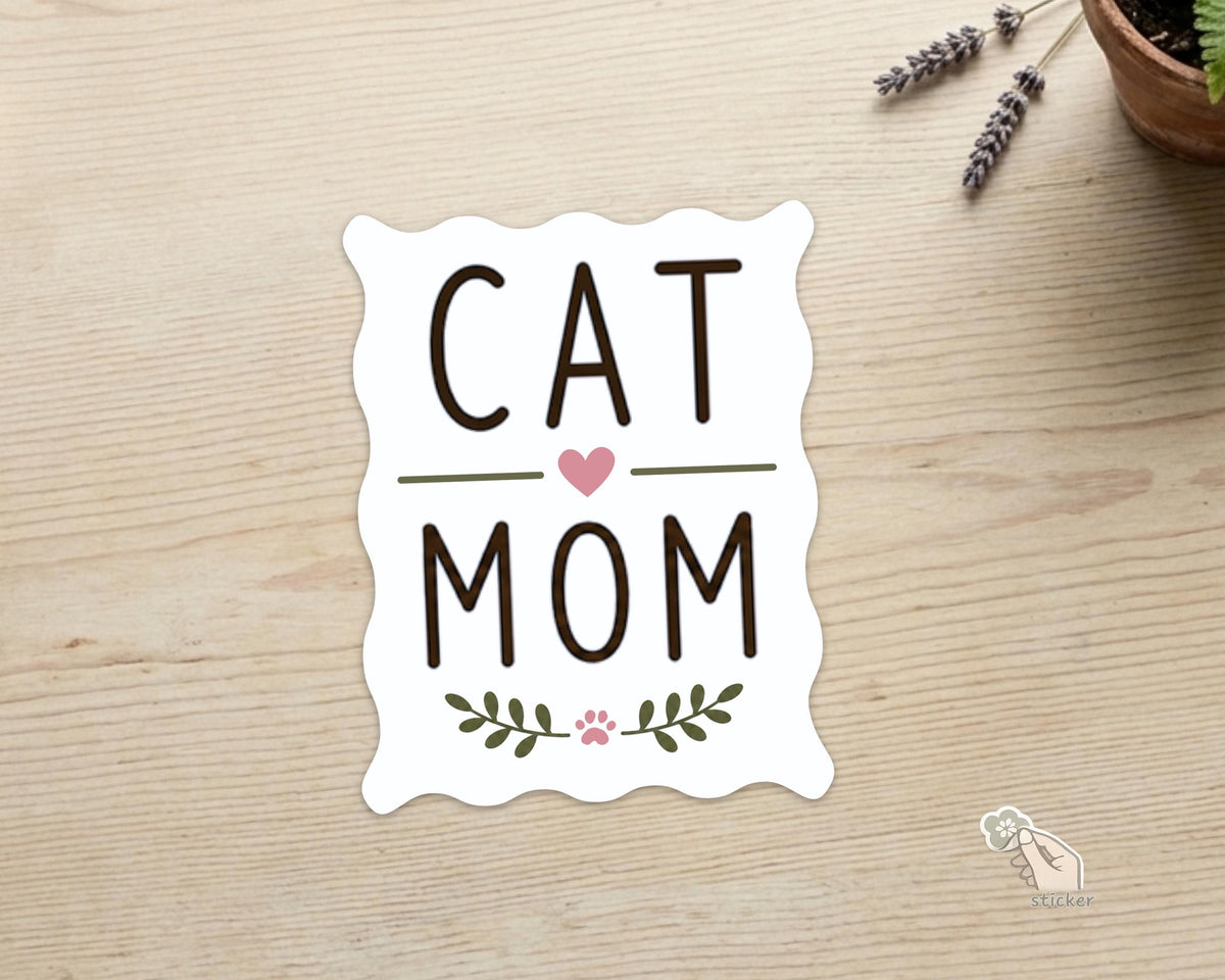 Cat Mom Handwritten Sticker