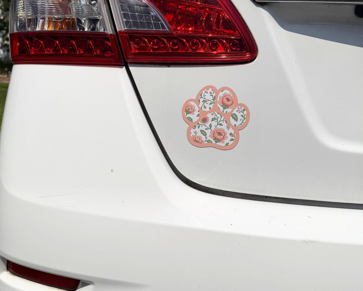 Alternate view of the Blush Floral Paw Print Magnet