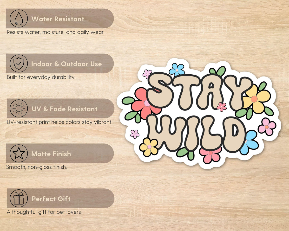 Alternate view of the Stay Wild Retro Wildflower Sticker