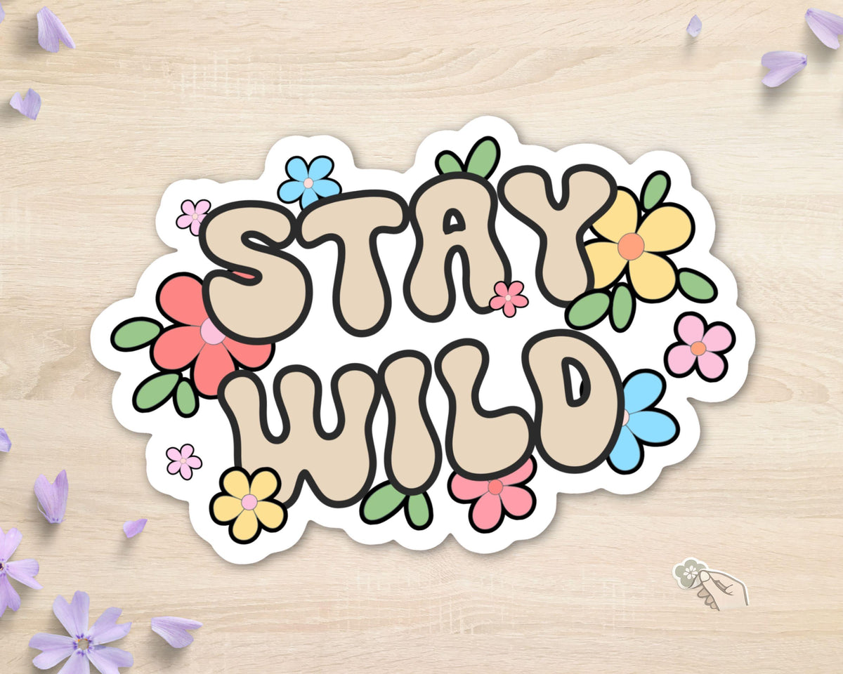 Stay Wild Retro Wildflower Sticker