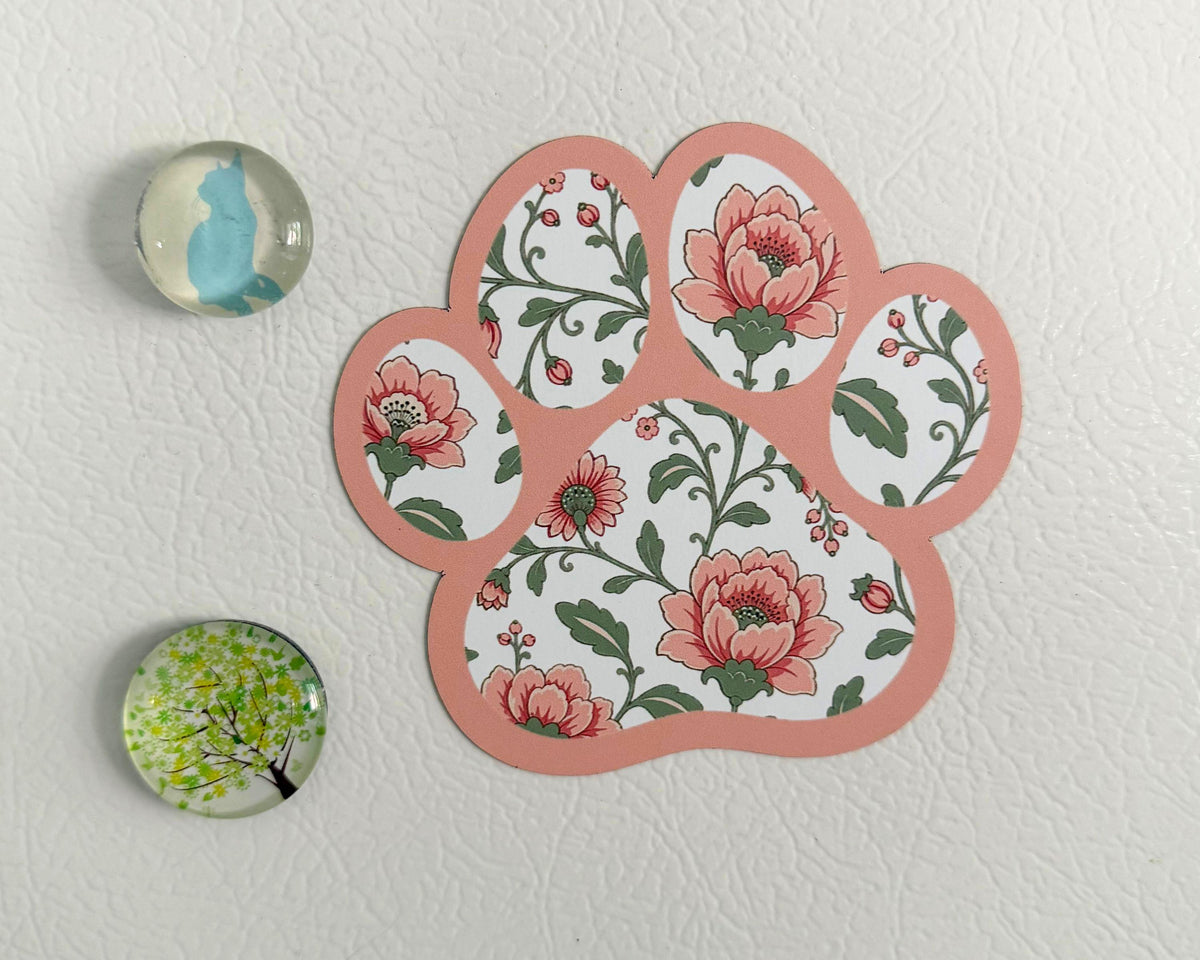 Alternate view of the Blush Floral Paw Print Magnet