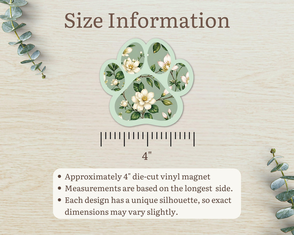 Alternate view of the Magnolia Floral Paw Print Magnet