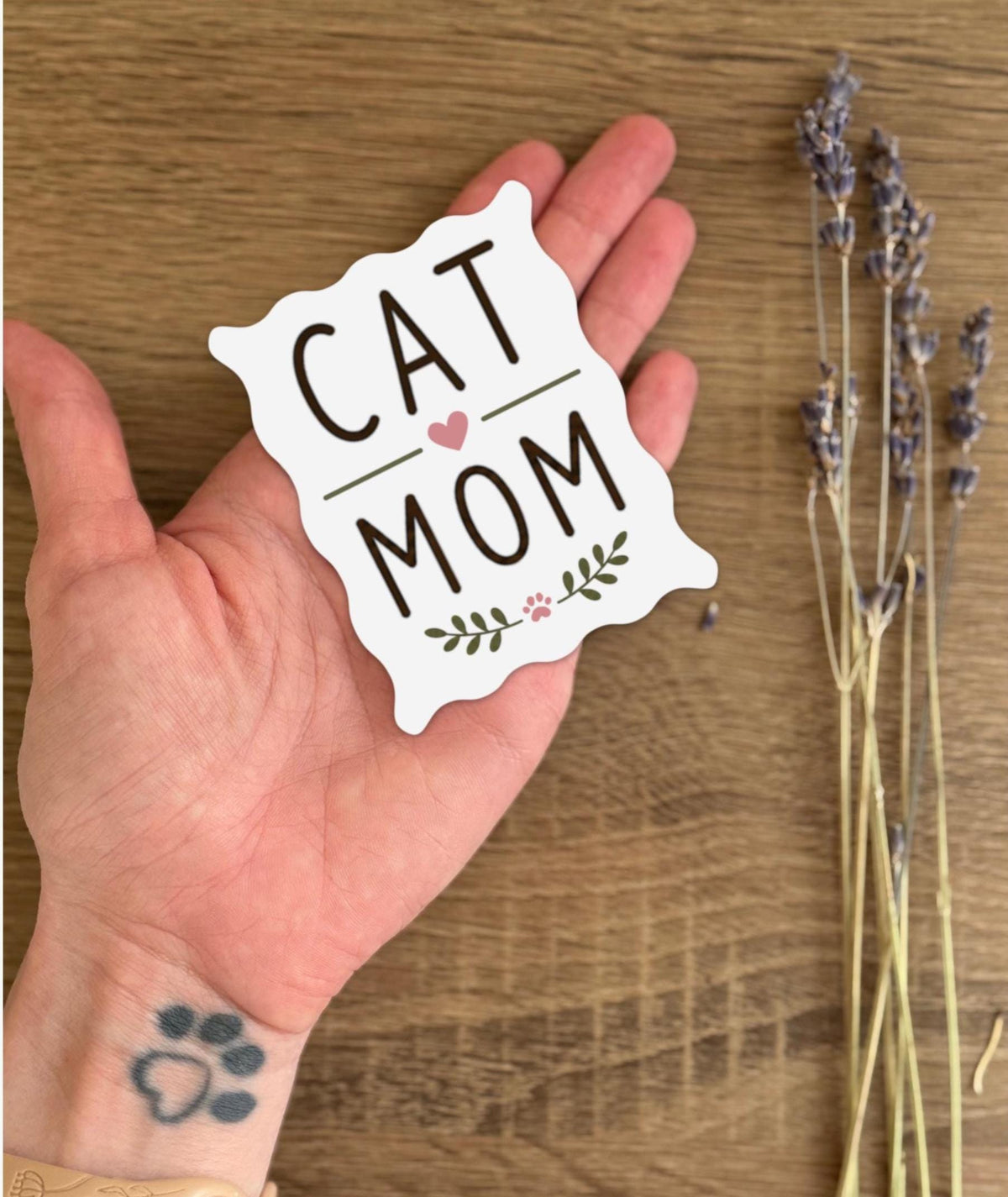 Alternate view of the Cat Mom Handwritten Sticker