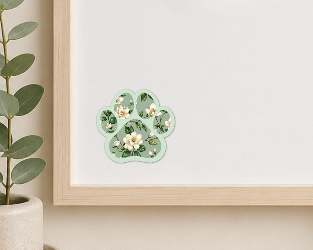 Alternate view of the Magnolia Floral Paw Print Magnet