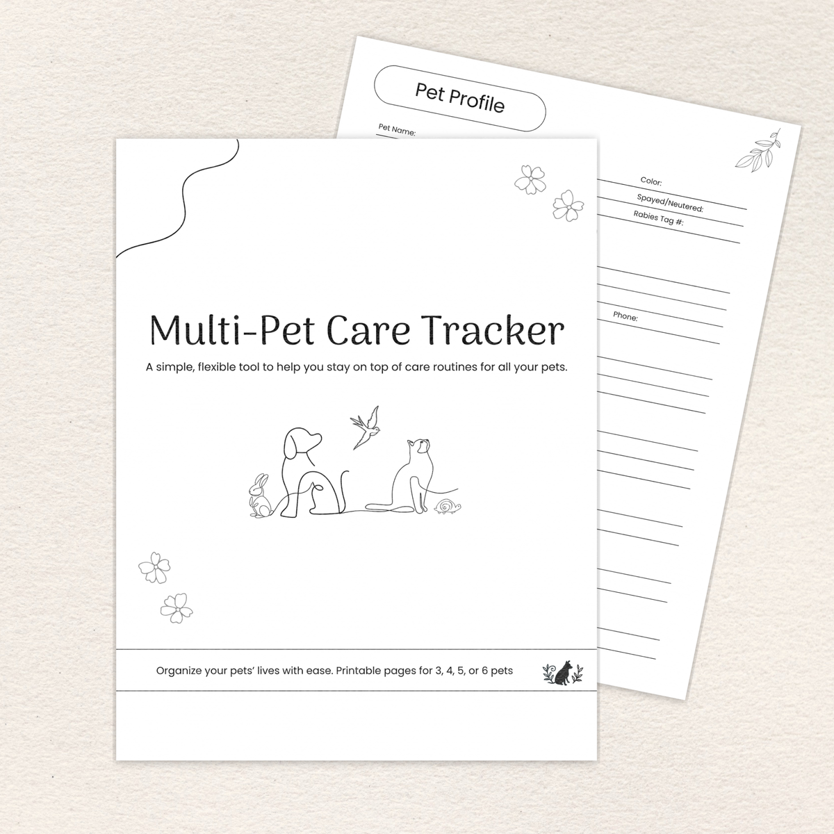 All-Pet Care Planner printer-friendly printable PDF