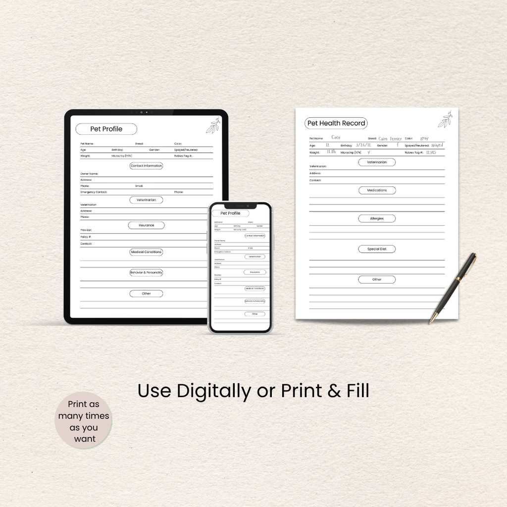 How to use the All-Pet Care Planner printer-friendly download