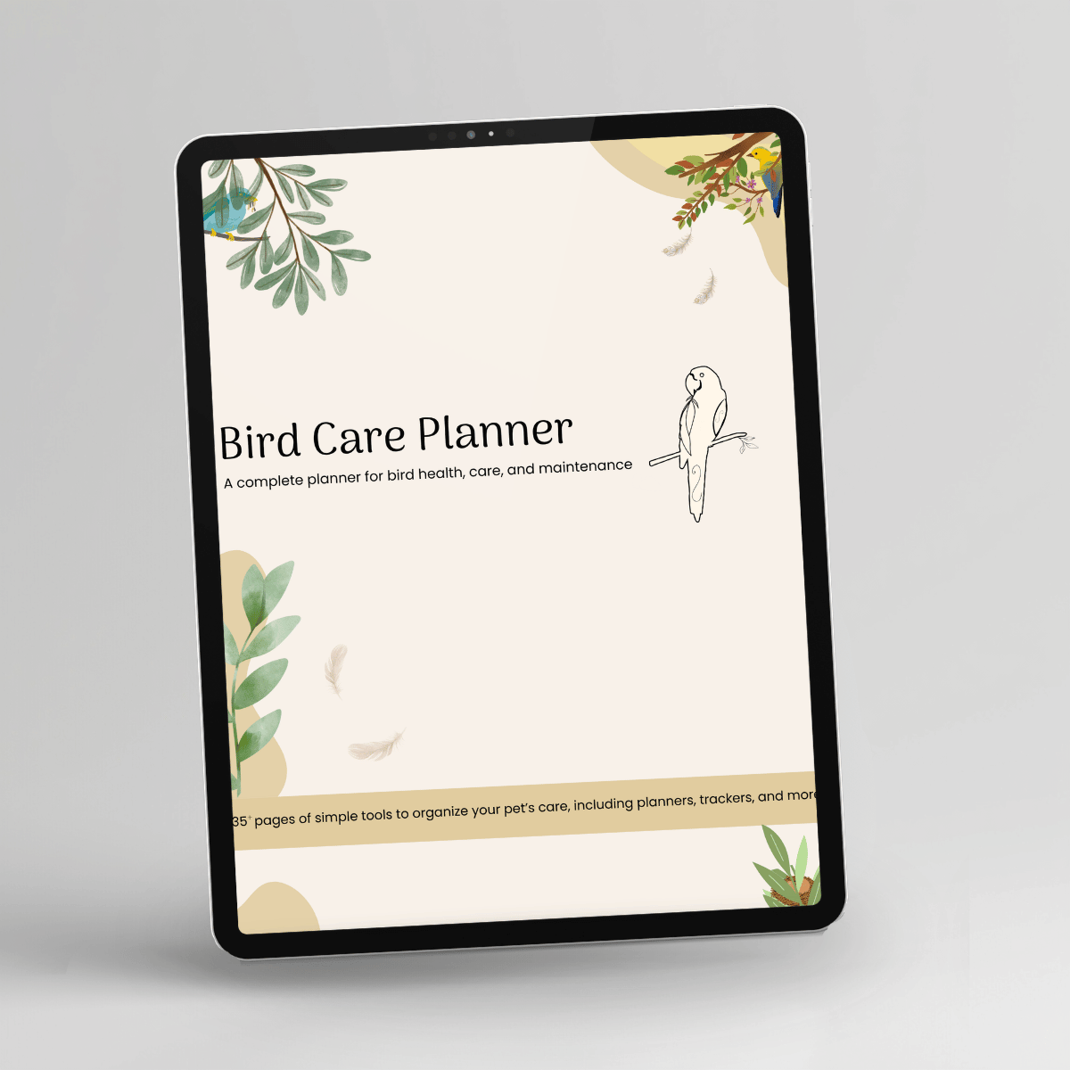 Bird Care Planner shown on an iPad