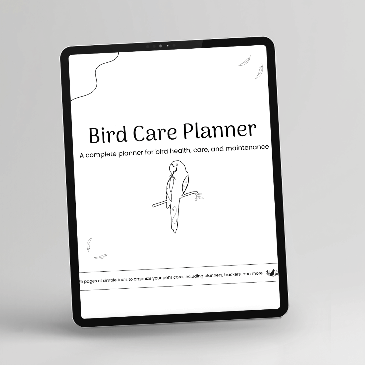 Bird Care Planner printer-friendly version shown on an iPad