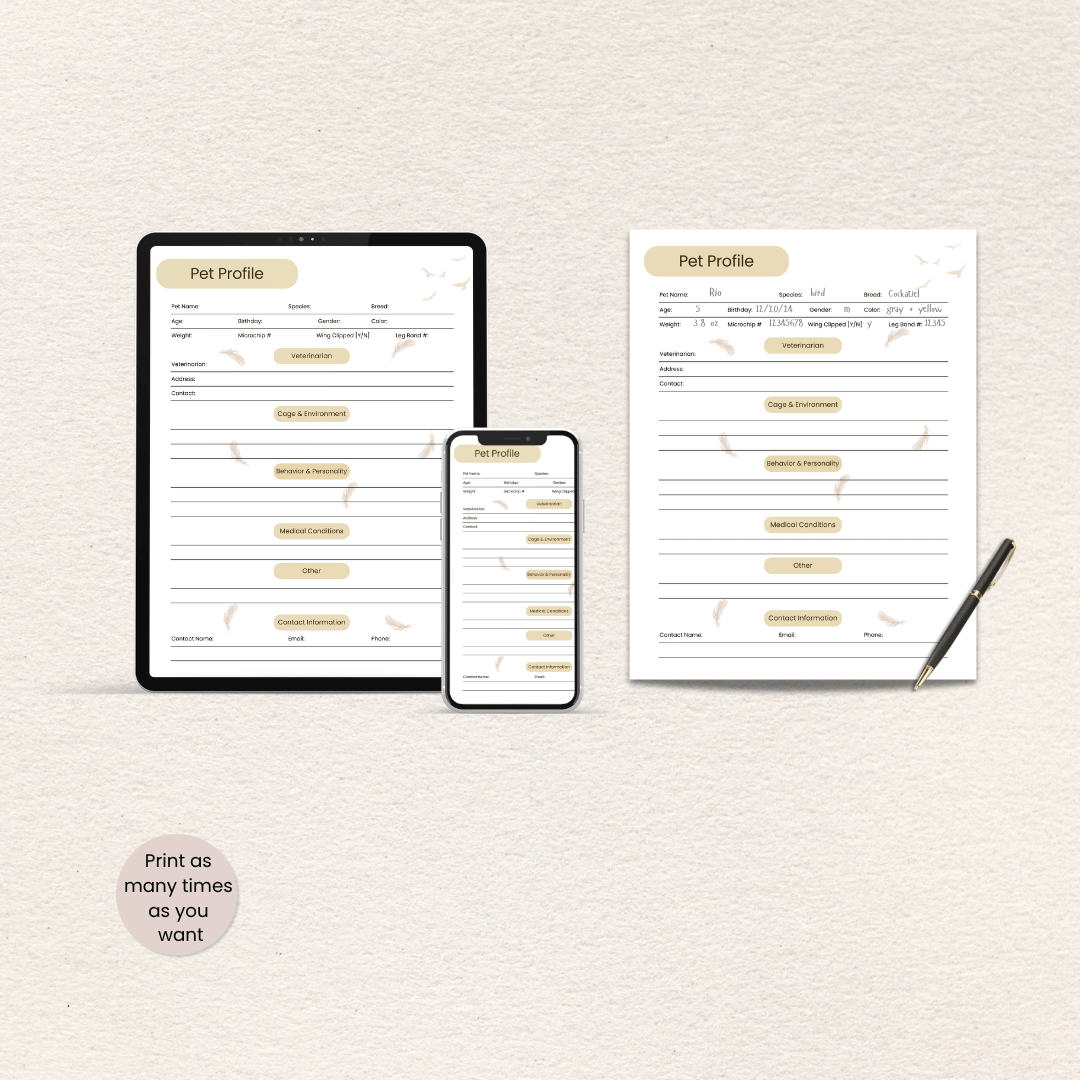 How to use the Bird Care Planner digital download