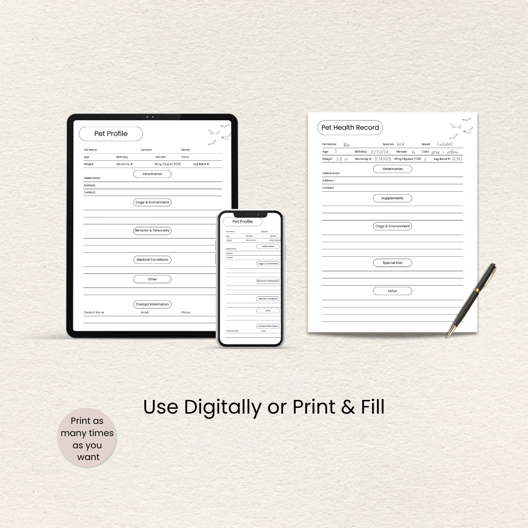 How to use the Bird Care Planner printer-friendly download