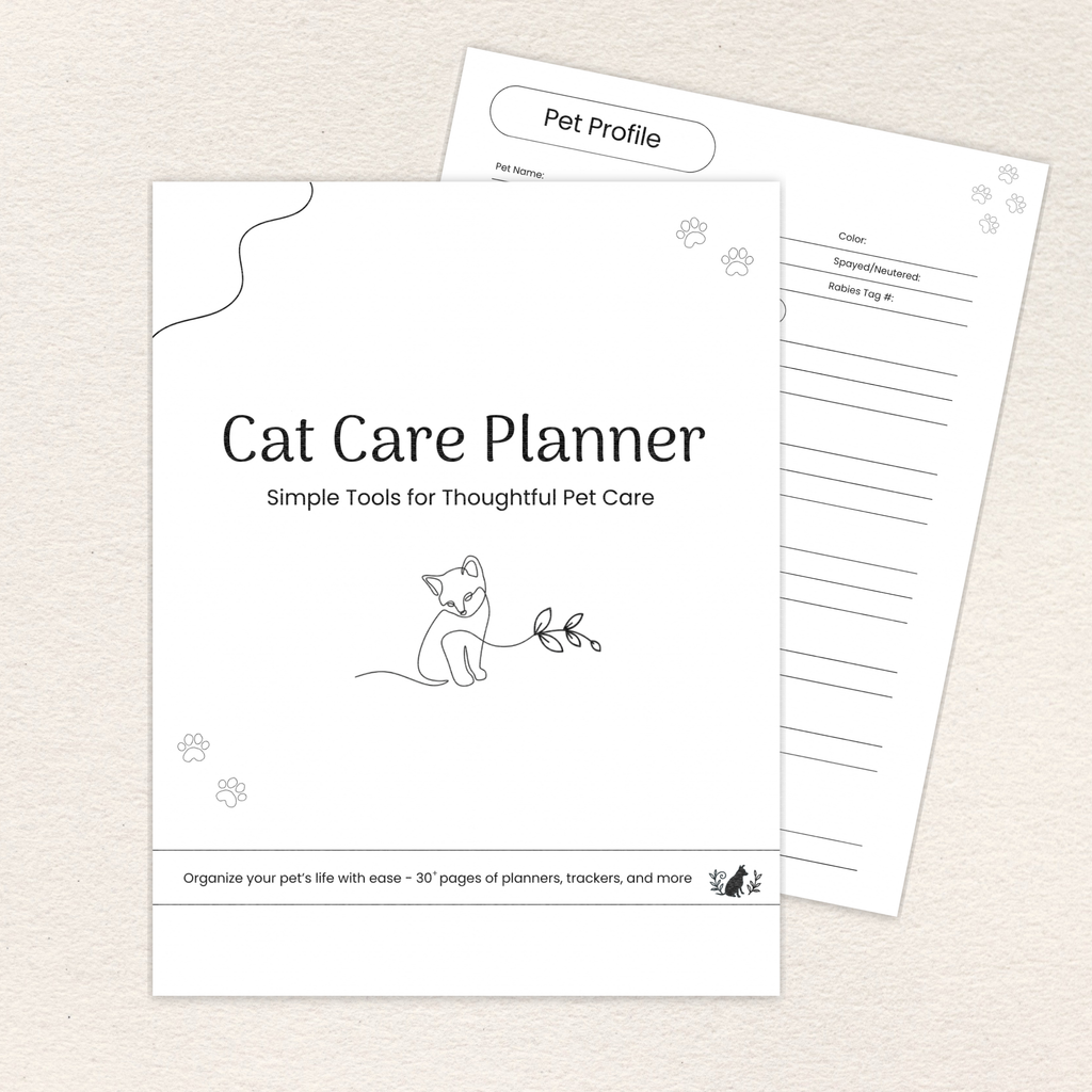 Cat Care Planner printer-friendly printable PDF