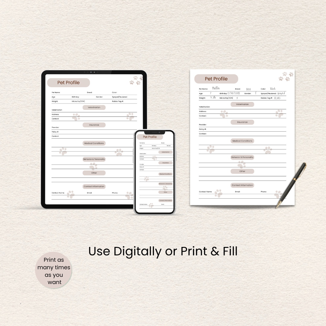 How to use the Cat Care Planner digital download