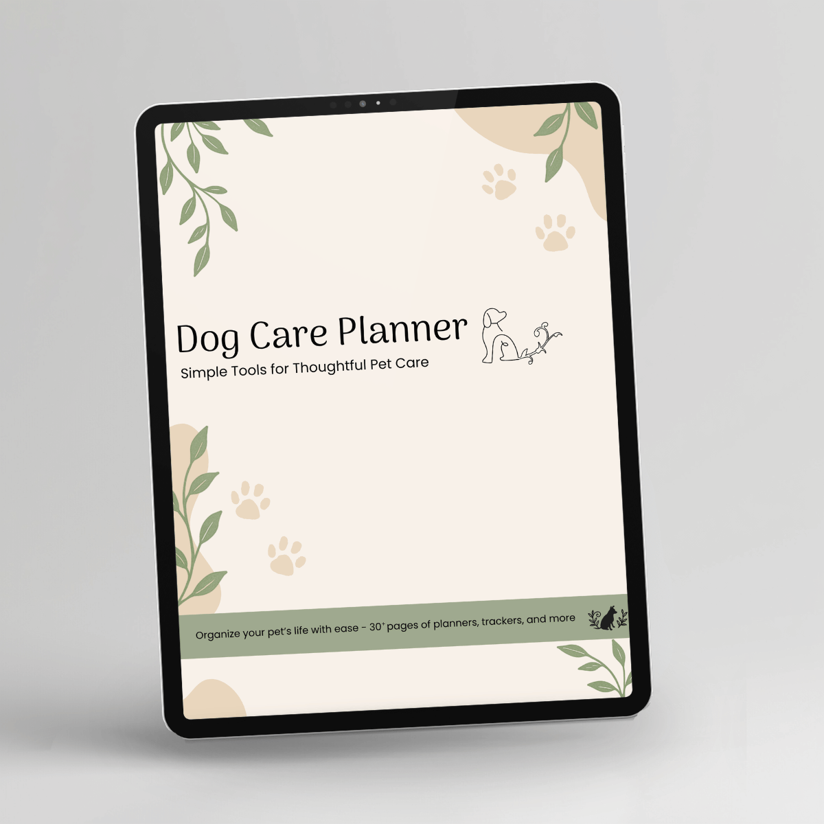 Dog Care Planner shown on an iPad
