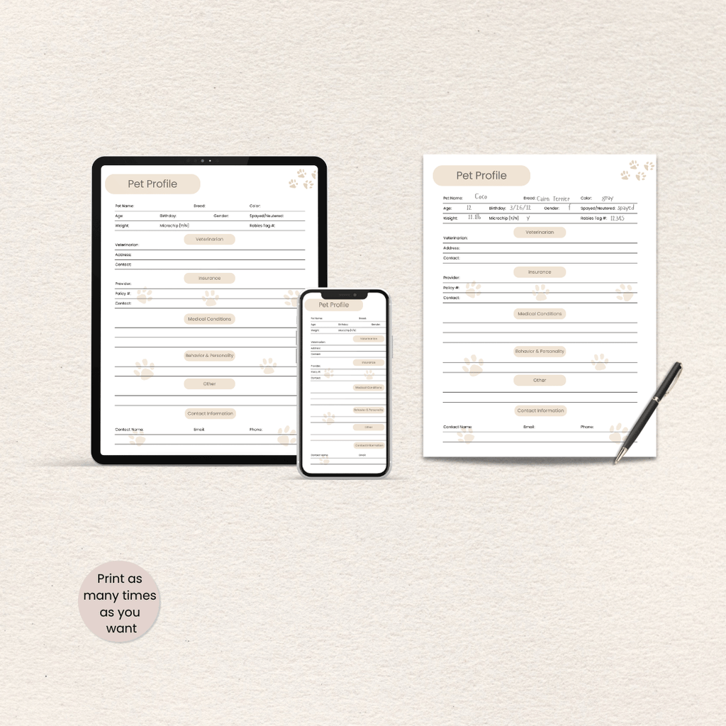 How to use the Dog Care Planner digital download