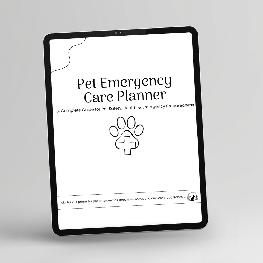 Pet Emergency Care Planner displayed on a tablet