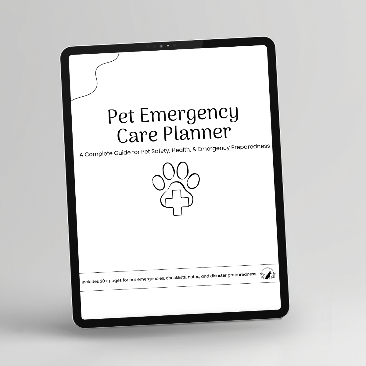 Pet Emergency Care Planner displayed on a tablet