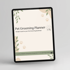 Pet Grooming Business Planner, Full Color displayed on a tablet