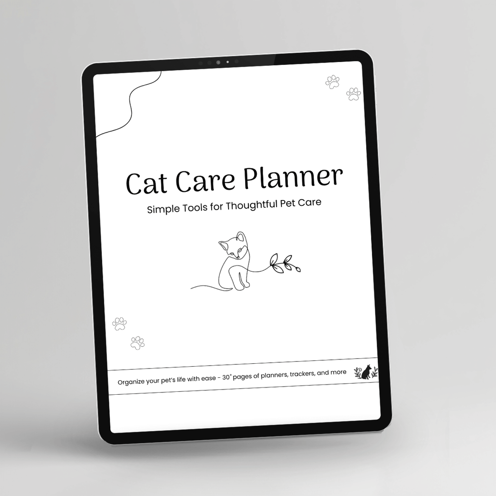 Cat Care Planner printer-friendly version shown on an iPad