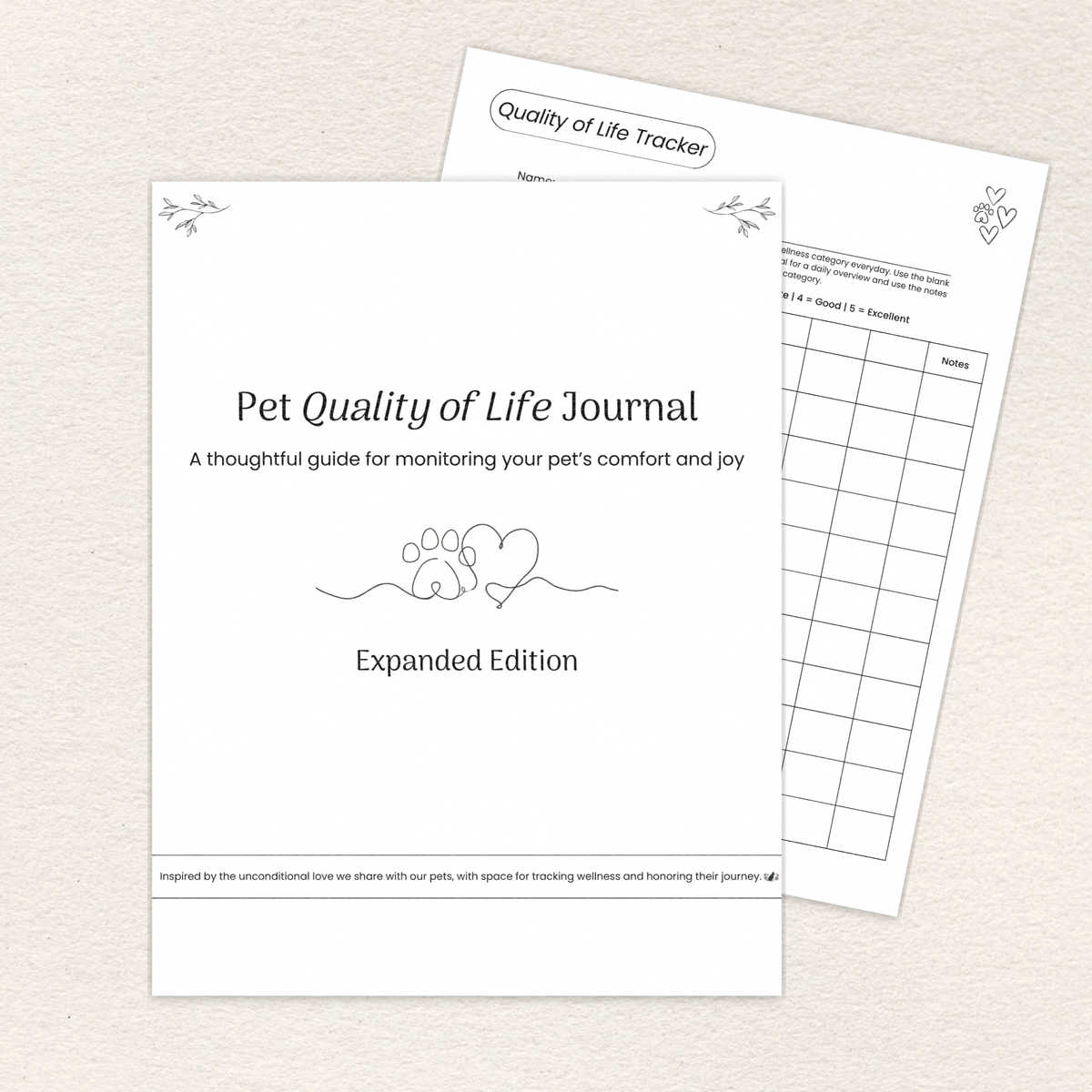 Pet Quality of Life Journal, Expanded Edition