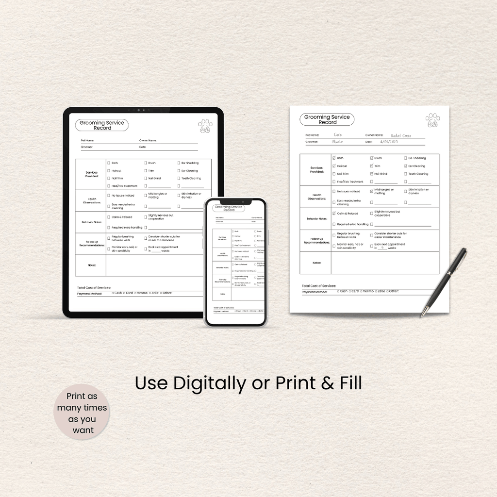 How to use the Pet Grooming Business Planner, Printer-Friendly