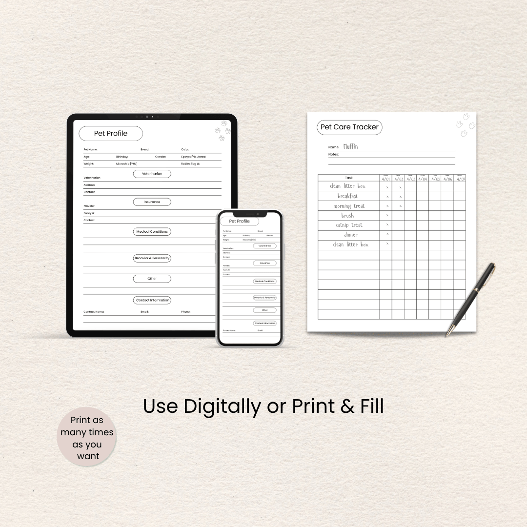 How to use the Cat Care Planner printer-friendly download