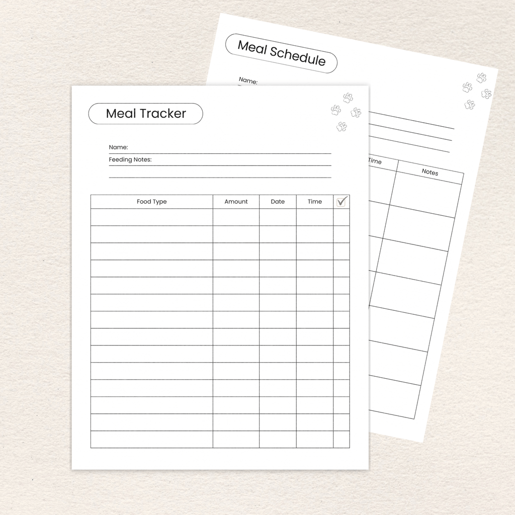 Meal tracker page included in the Pet Meal Planner & Feeding Tracker, Printer-Friendly