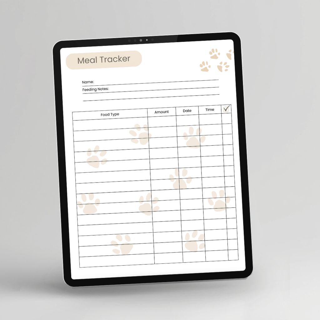 Pet Care Daily Tracker, Mini Edition, Full Color displayed on a tablet
