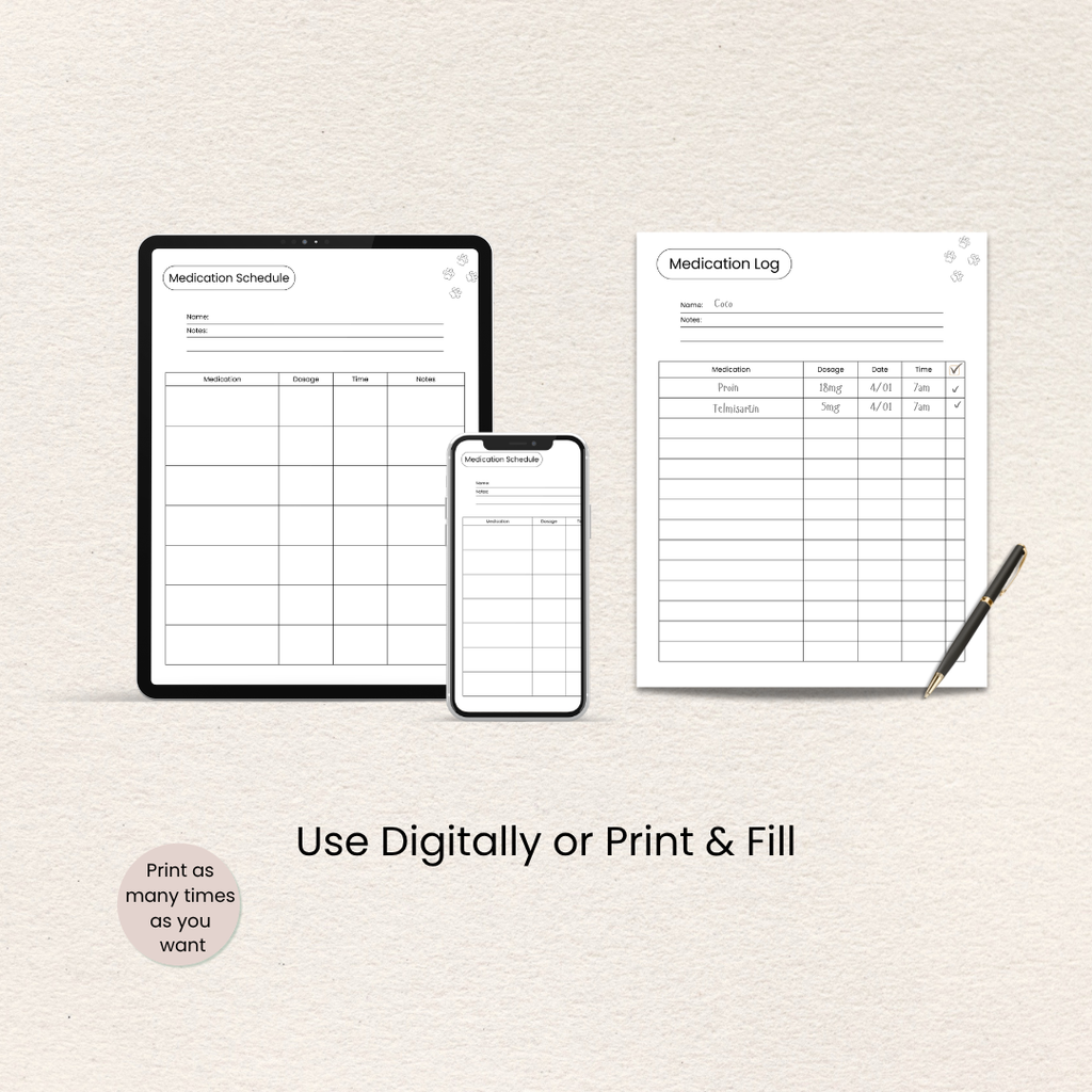 How to use the Pet Medication Planner & Tracker, Printer-Friendly