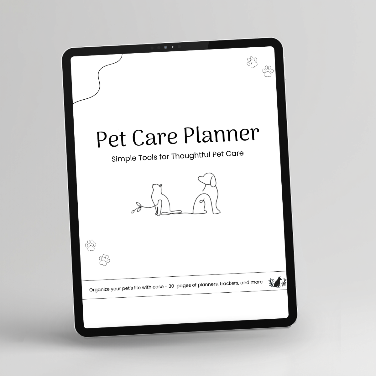Preview of pages included in the Pet Care Planner, Printer-Friendly