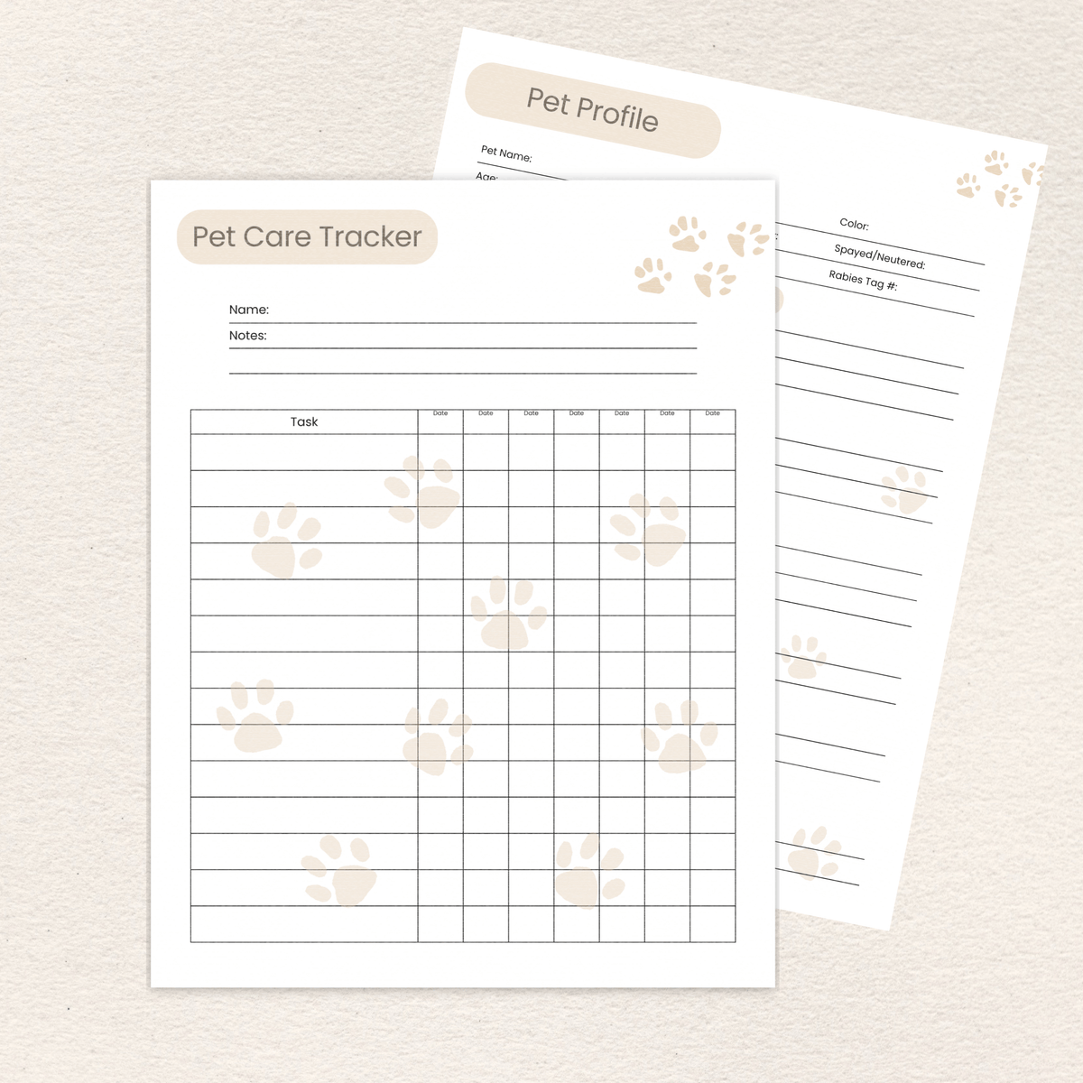 Mini Pet Sitting Planner, Full Color printable PDF preview