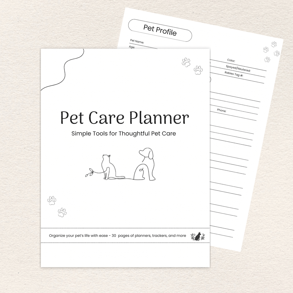 Pet Care Planner, Printer-Friendly printable PDF preview