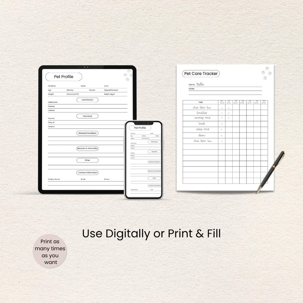 Pet Care Planner, Printer-Friendly product preview