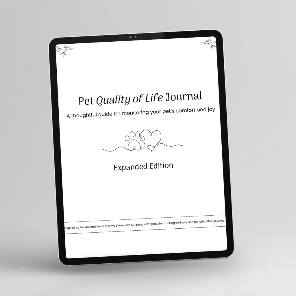 Pet Quality of Life Journal, Expanded Edition displayed on a tablet