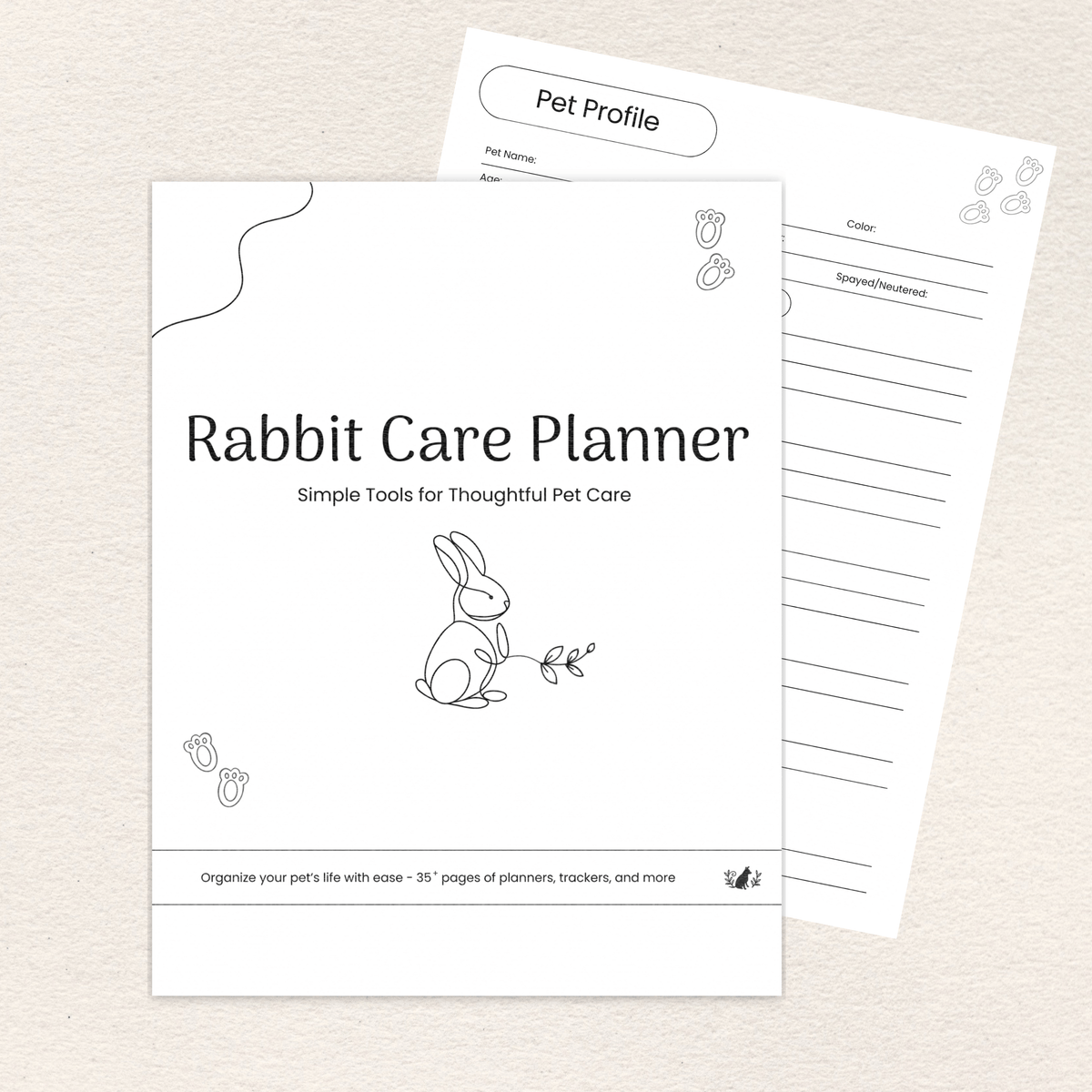 Rabbit Care Planner, Printer-Friendly