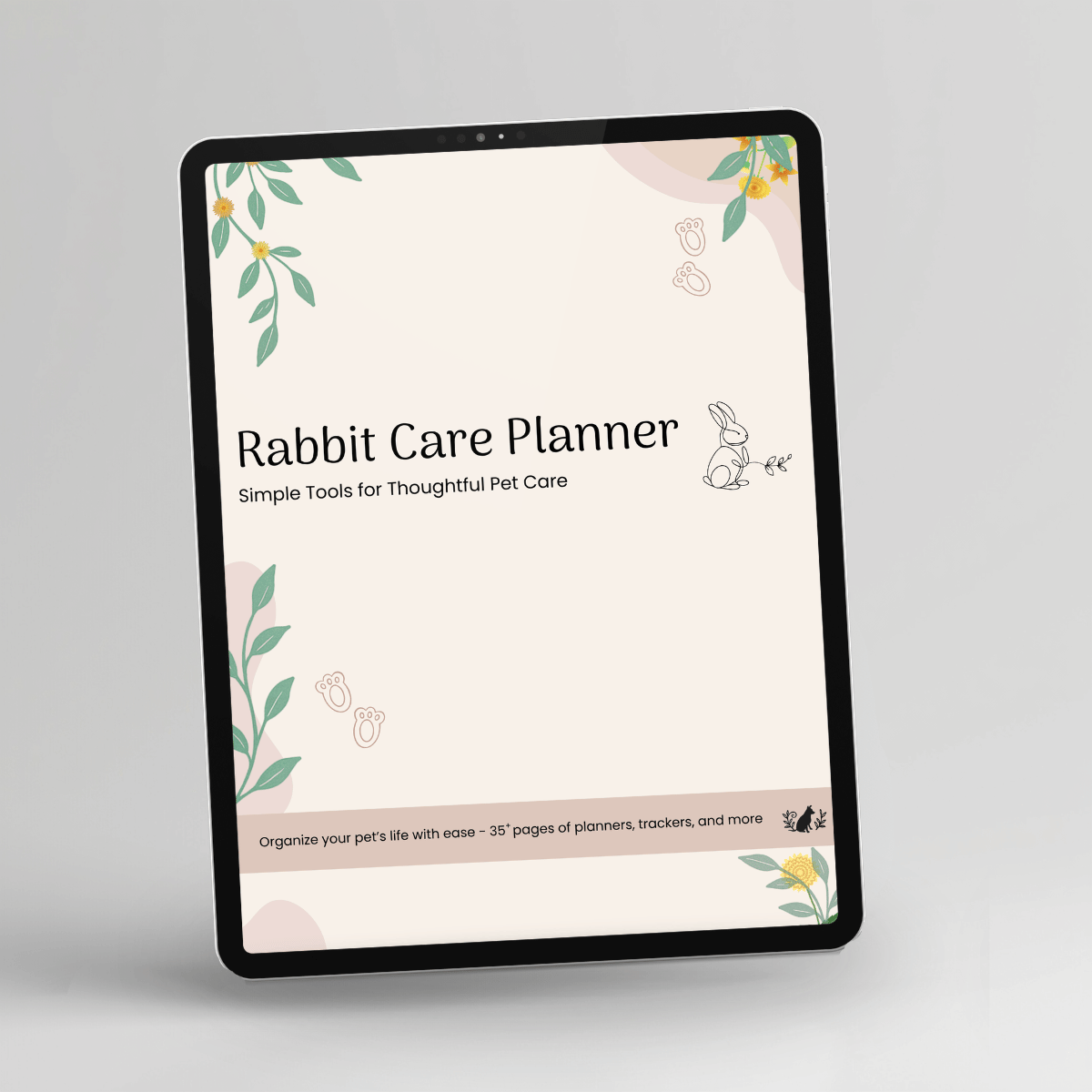 Rabbit Care Planner, Full Color displayed on a tablet