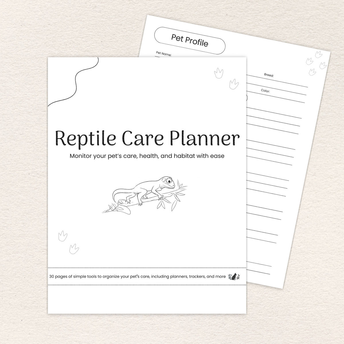 Reptile Care Planner, Printer-Friendly