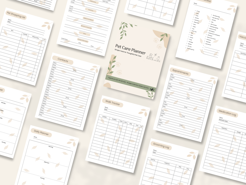All-Pet Care Planner printable pages preview