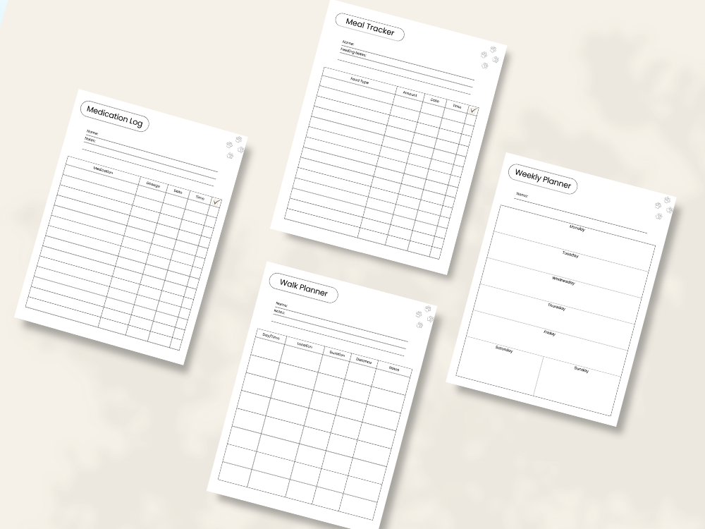Preview of pages included in the Pet Care Daily Tracker, Mini Edition, Printer-Friendly