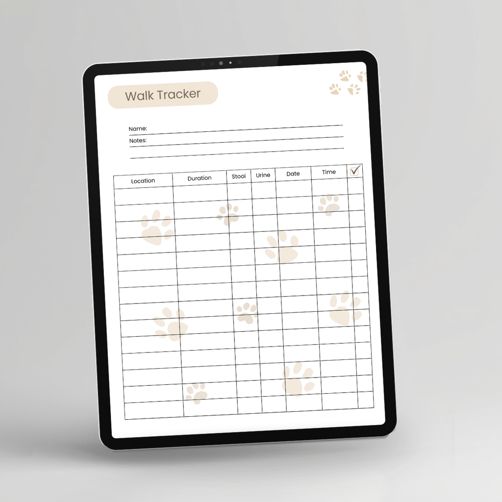 Walk tracker page included in the Dog Walk & Potty Tracker, Full Color