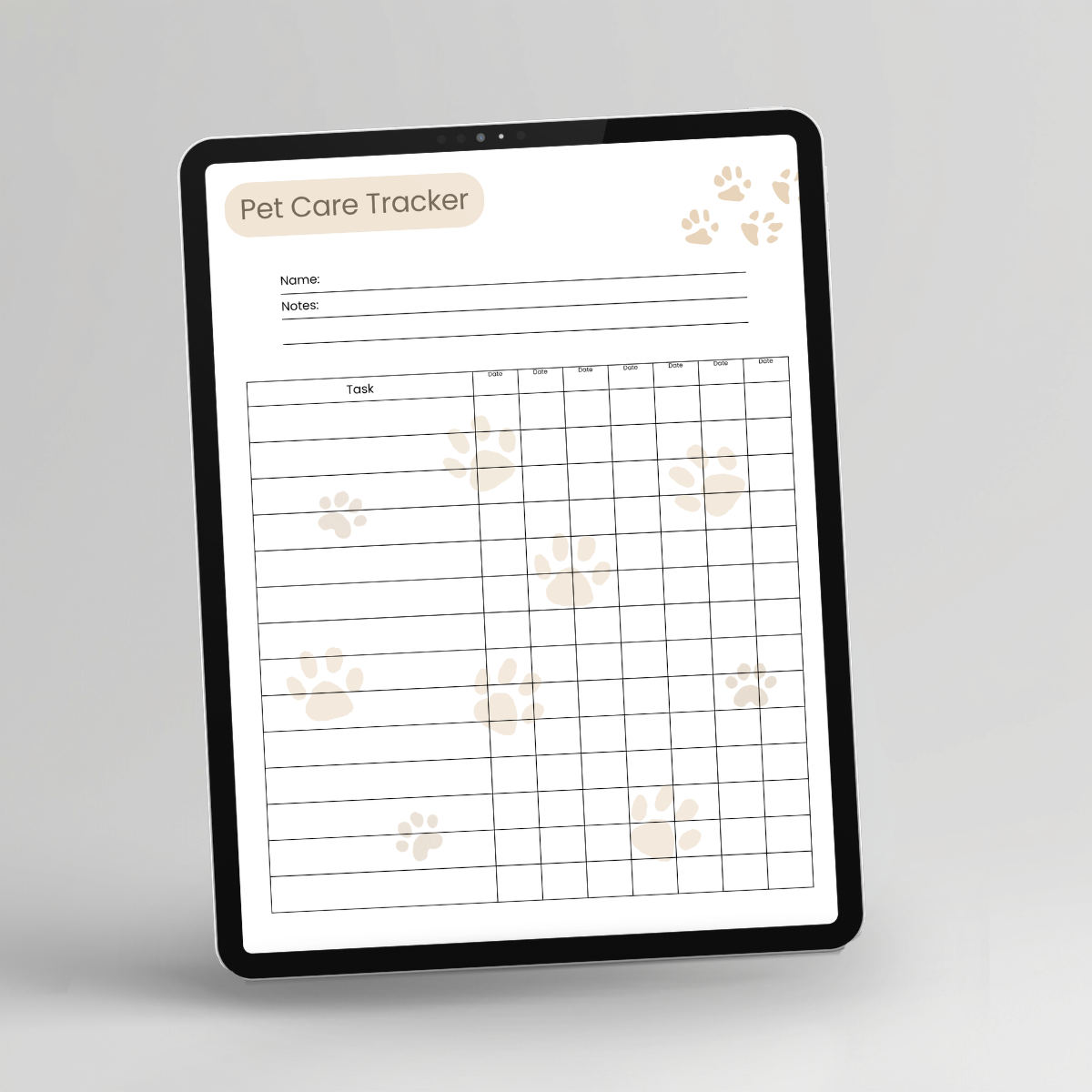 Walk tracker page included in the Mini Pet Sitting Planner, Full Color