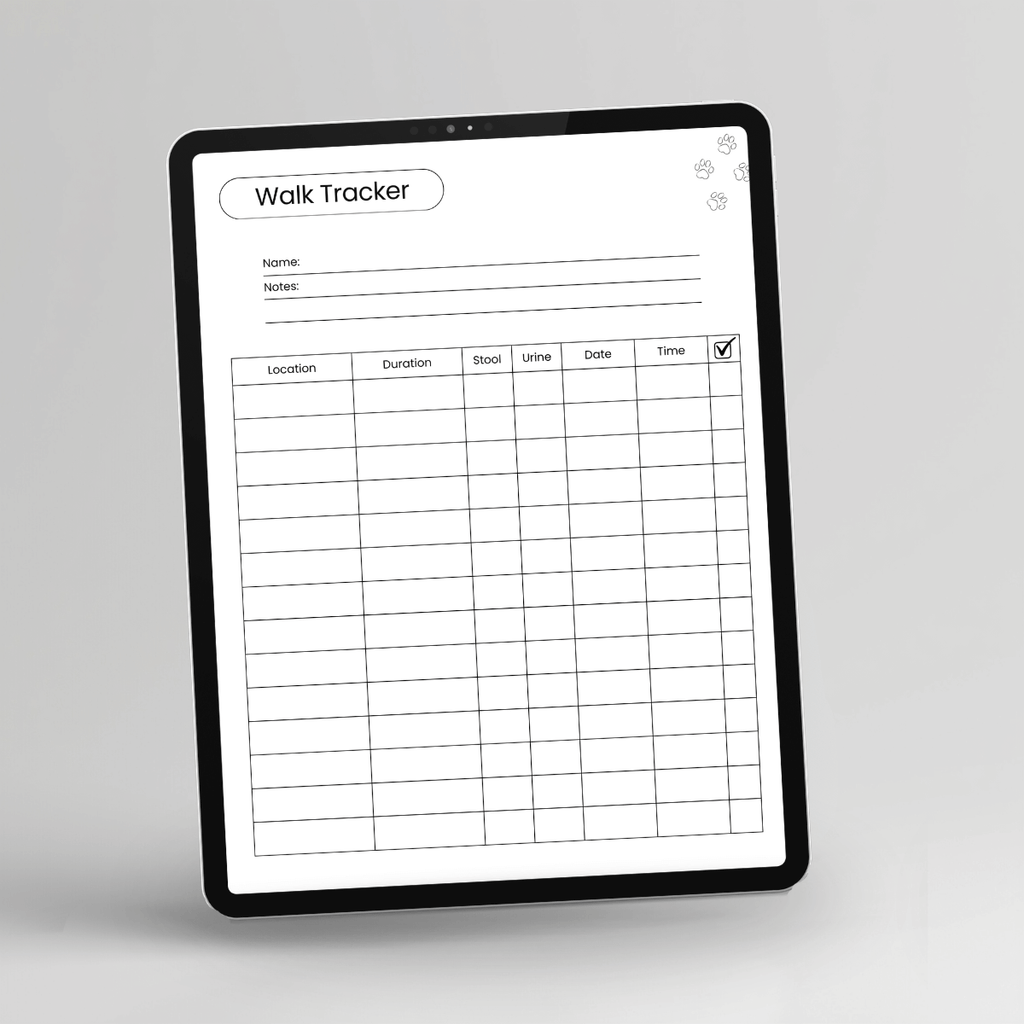 Pet Care Daily Tracker, Mini Edition, Printer-Friendly displayed on a tablet