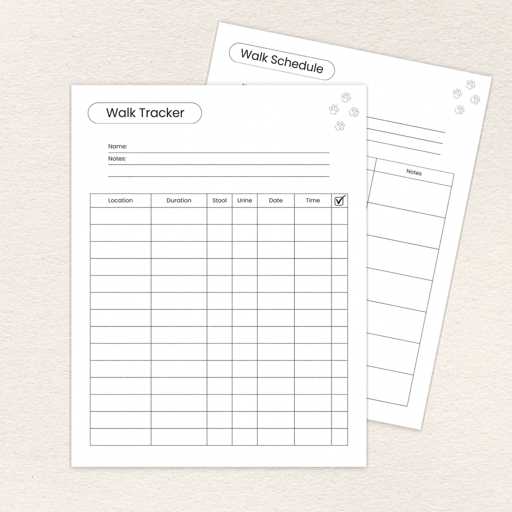 Walk tracker page included in the Dog Walk & Potty Tracker, Printer-Friendly