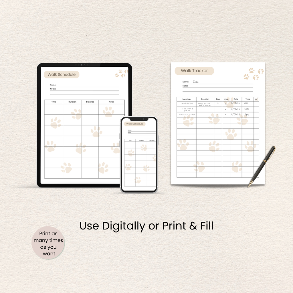 How to use the Dog Walk & Potty Tracker, Full Color