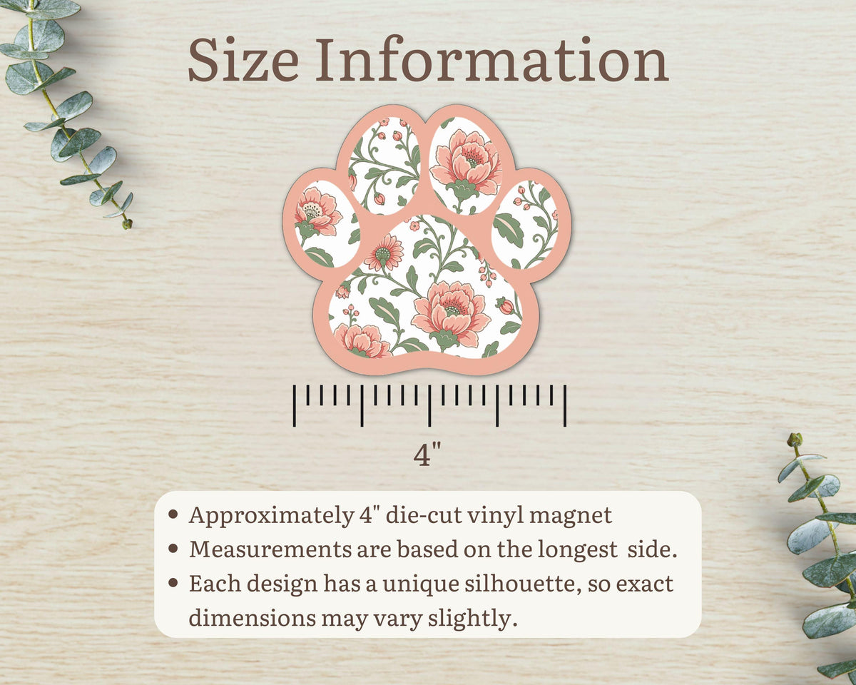Alternate view of the Blush Floral Paw Print Magnet