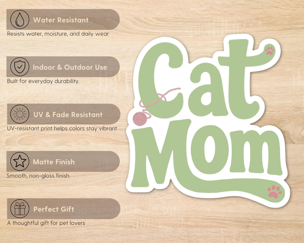 Alternate view of the Cat Mom Retro Sticker