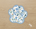 Bluebell Floral Paw Print Sticker with blue border and floral pattern