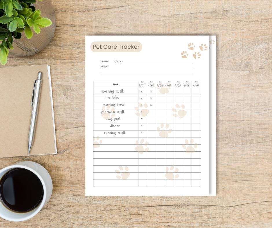 Preview of pages included in the Mini Pet Sitting Planner, Full Color