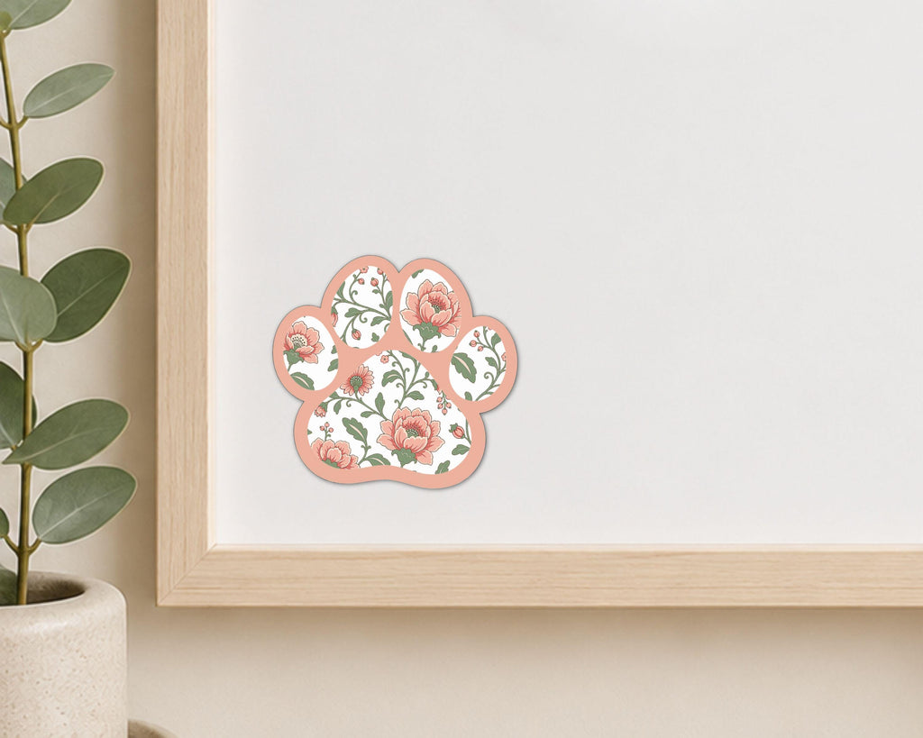 Alternate view of the Blush Floral Paw Print Magnet