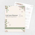 Cat Care Planner full-color printable PDF cover and interior page